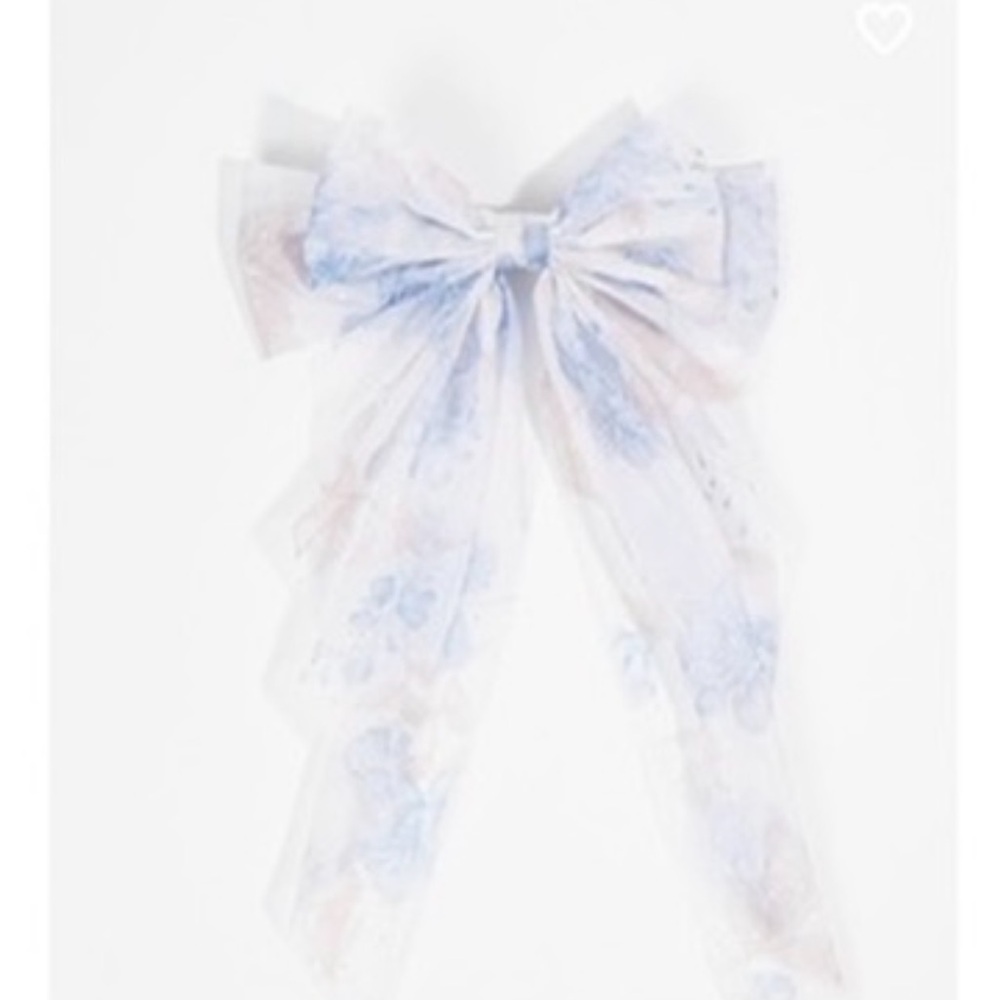 Altar’d State Pastel Blue White Floral Watercolor Hair Bow Clip Accessory